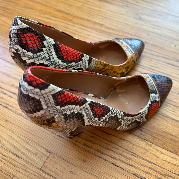 Sz 7 Snakeskin Block Heel - Picture 1 of 5